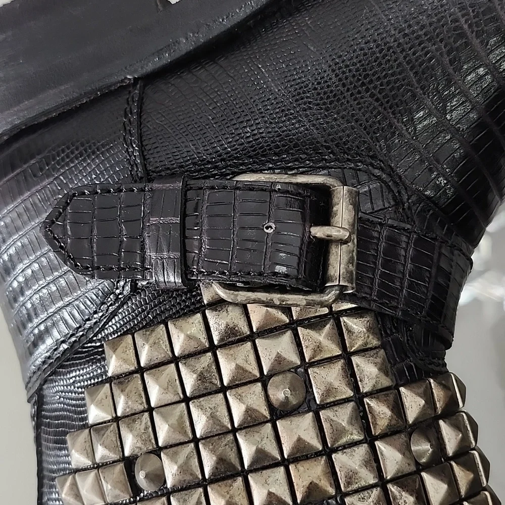 Ash studded reptile texture moto boots - Picture 5 of 8